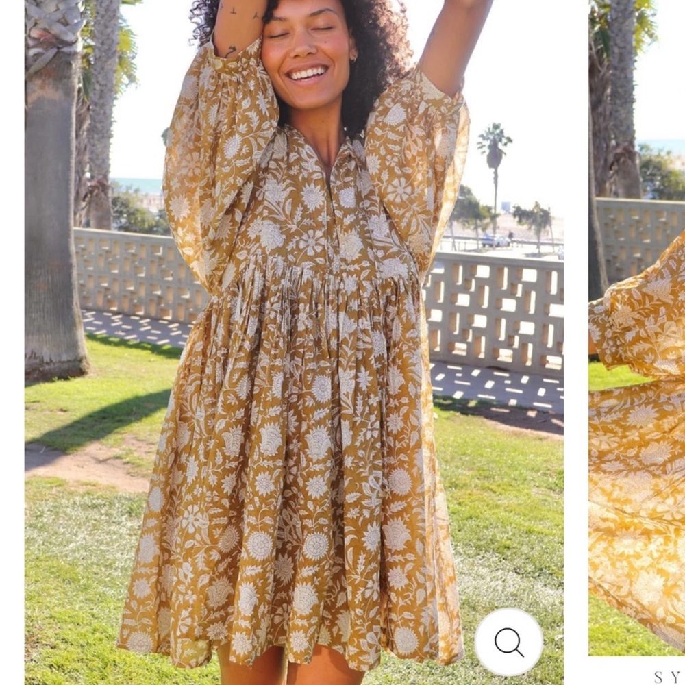 Daughters of India Kyra mini dress in golden palm